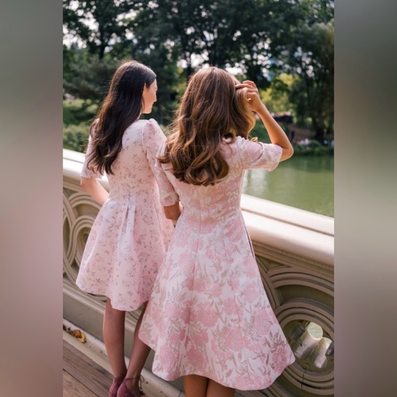 Gal Meets Glam Pink Jacquard Adair Dress 2 - Picture 6 of 12